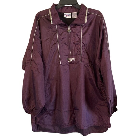 Reebok Nylon Purple Silver Pullover Windbreaker Jacket Size Large Light Material - Picture 7 of 7